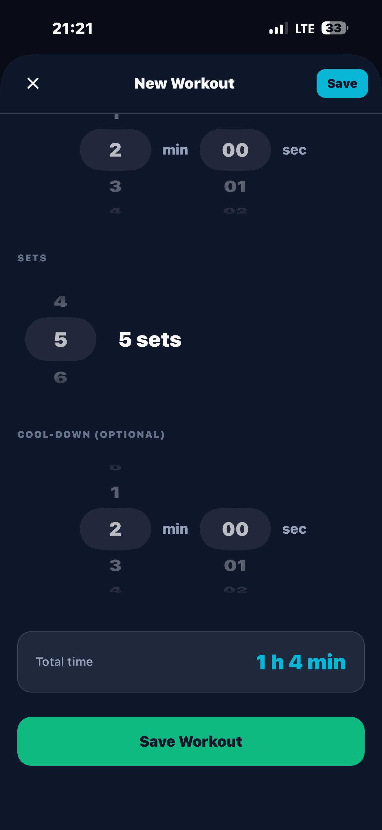 Sets, rest, cool-down
