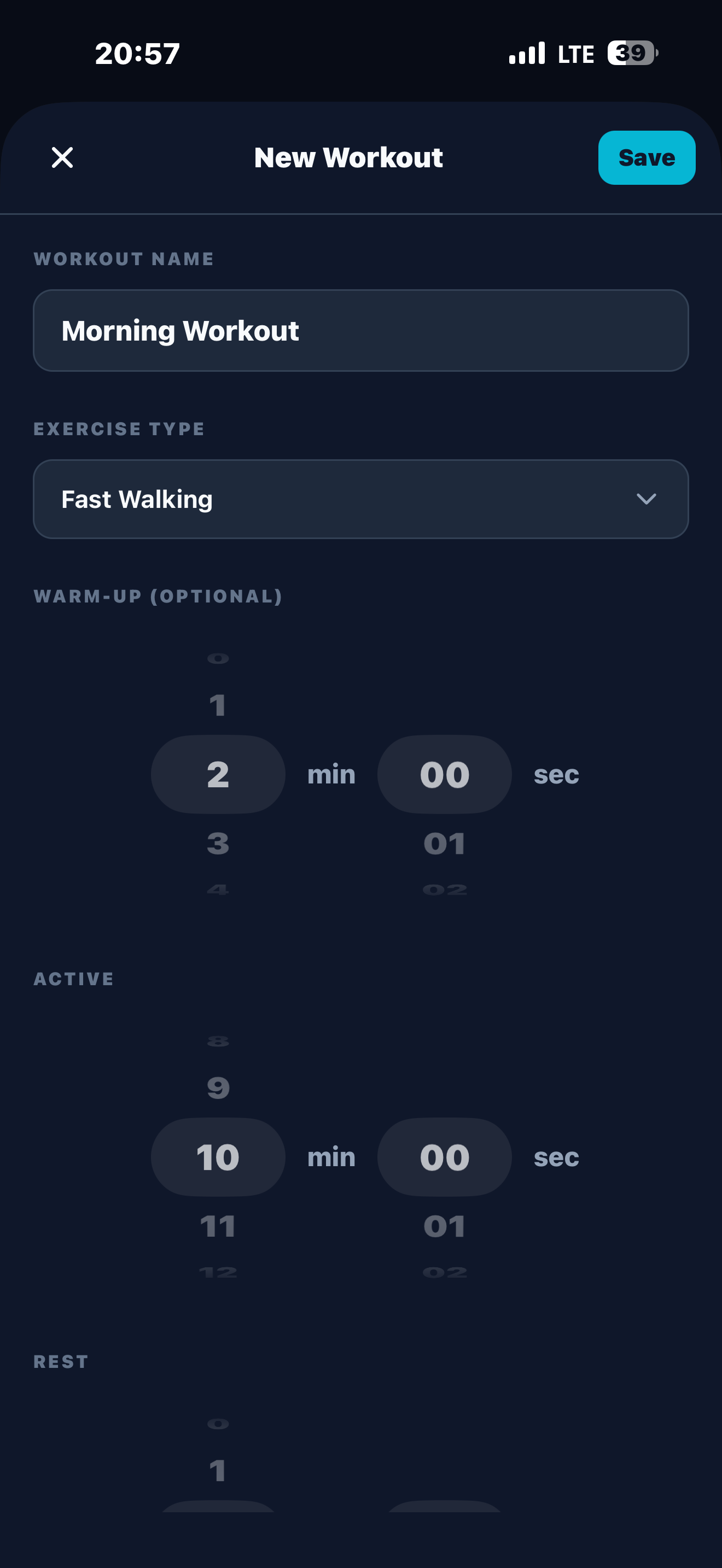 Build a new workout